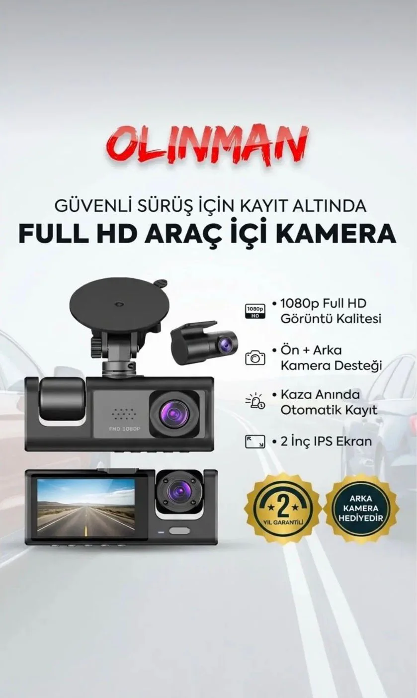 Olinman 3 kameralı araç içi kamera görsel 1